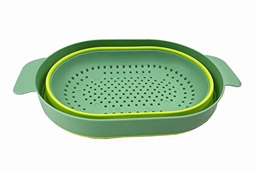 SAMMART 3L (0.8 gallon) Over The Sink Oval Colander - Foldable Colander - Collapsible Kitchen Colander - Space Saving