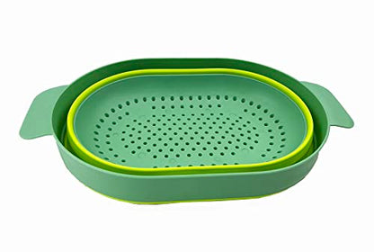 SAMMART 3L (0.8 gallon) Over The Sink Oval Colander - Foldable Colander - Collapsible Kitchen Colander - Space Saving