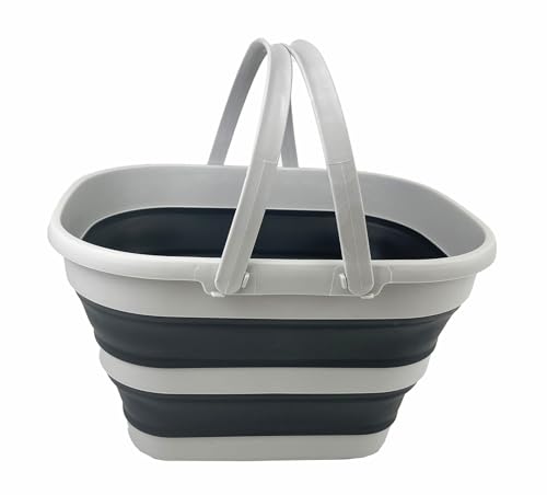 SAMMART 17L (4.5 gallons) Collapsible Plastic Tub with Handle - Portable Outdoor Picnic Basket/Crater - Foldable Shopping Bag/Container - Space Saving Storage