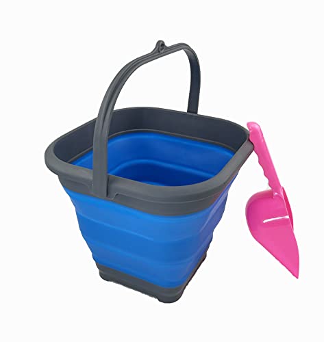 SAMMART 5.5L (1.4 Gallon) Collapsible Square Handy Bucket/Foldable SquareWater Pail/Portable Tub with Handle.