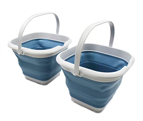 SAMMART 8.5L (2.2 Gallon) Collapsible Square Handy Bucket/Foldable SquareWater Pail/Portable Tub with Handle. Size 31cm (Square)