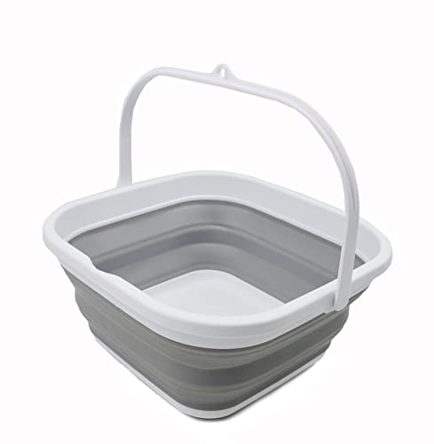 SAMMART 5.5L (1.4 gallons) Collapsible Plastic Square Bucket - Foldable SquareWater Pail/Portable Tub with Handle - Pop Up Saving
