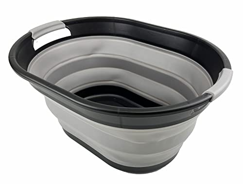 SAMMART 28L (7.4 gallon) Oval Collapsible Plastic Laundry Basket - Foldable Pop Up Storage Container/Organizer - Portable Washing Tub - Space Saving Hamper/Basket