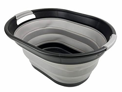 SAMMART 28L (7.4 gallon) Oval Collapsible Plastic Laundry Basket - Foldable Pop Up Storage Container/Organizer - Portable Washing Tub - Space Saving Hamper/Basket