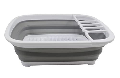 SAMMART 8L (2.1 gallons) Collapsible Plastic Dish Drainer/Dish Rack- Foldable Drying Rack - Portable Dinnerware Organizer - Pop Up Saving