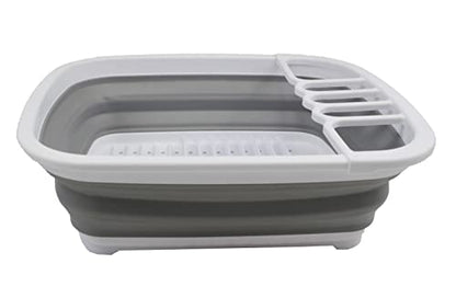 SAMMART 8L (2.1 gallons) Collapsible Plastic Dish Drainer/Dish Rack- Foldable Drying Rack - Portable Dinnerware Organizer - Pop Up Saving