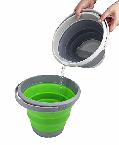 SAMMART 5.5L (1.4 Gallon) Collapsible Plastic Bucket with Lid - Foldable Round Tub with Lid - Portable Fishing Water Pail - Space Saving Outdoor Waterpot.