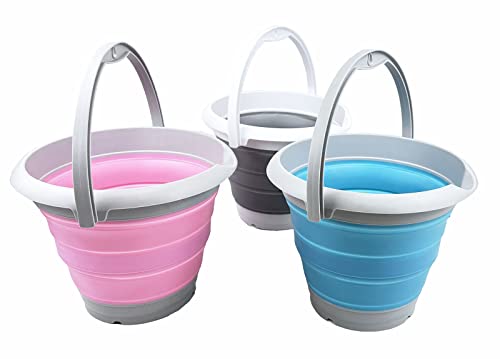 SAMMART 5L (1.32 gallons) Collapsible Plastic Bucket - Foldable Round Tub - Portable Fishing Water Pail - Space Saving Outdoor Waterpot