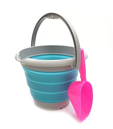 SAMMART 5L (1.32Gallon) Collapsible Fishing Bucke - Foldable Round Tub - Portable Plastic Water Pail - Space Saving Outdoor Waterpot