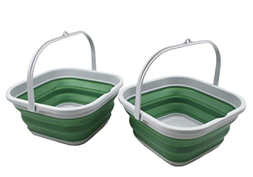 SAMMART 5.5L (1.4 Gallon) Collapsible Square Handy Bucket/Foldable SquareWater Pail/Portable Tub with Handle.