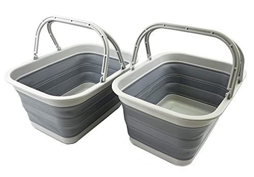 SAMMART SAMMART 12L (3.17Gallon) Collapsible Tub with Handle - Portable Outdoor Picnic Basket/Crater - Foldable Shopping Bag - Space Saving Storage Container