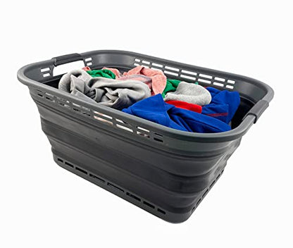 SAMMART 42L (11 gallons) Collapsible Plastic Laundry Hamper/Basket - Foldable Storage Container/Organizer - Portable Laundry Basket - Easy Storage Space Saving