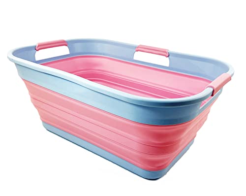 SAMMART 21L (5.5 Galloons) Collapsible Plastic Storge Basket - Foldable Pop Up Storage Container/Organizer - Portable Washing Tub - Space Saving Hamper/Basket