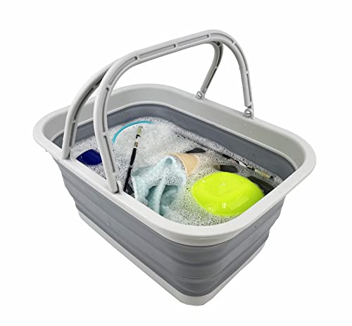 SAMMART SAMMART 12L (3.17Gallon) Collapsible Tub with Handle - Portable Outdoor Picnic Basket/Crater - Foldable Shopping Bag - Space Saving Storage Container