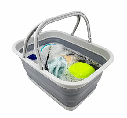 SAMMART SAMMART 12L (3.17Gallon) Collapsible Tub with Handle - Portable Outdoor Picnic Basket/Crater - Foldable Shopping Bag - Space Saving Storage Container