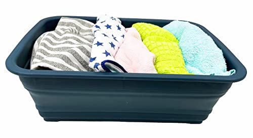 SAMMART 7L (1.85 Gallon) Collapsible Tub - Foldable Dish Tub - Portable Washing Basin - Space Saving Plastic Washtub