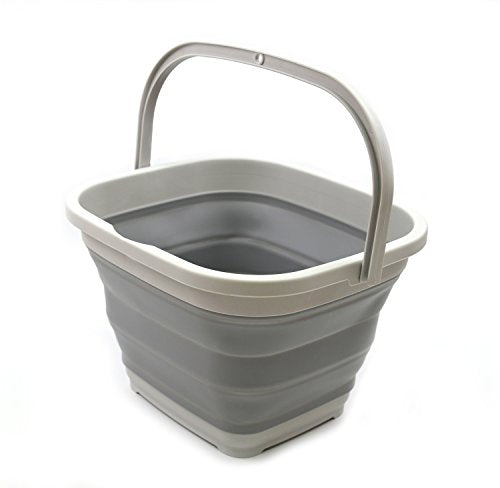 SAMMART 11L (2.9 gallons) Collapsible Plastic Rectangular Bucket - Foldable Washing tub with Handle - Pop Up Saving Outdoor Waterpot