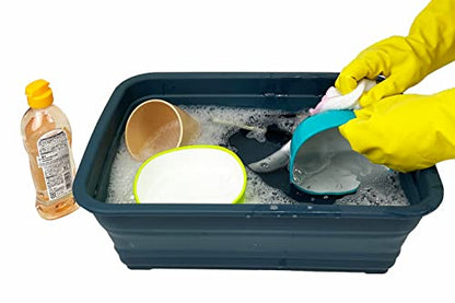 SAMMART 7L (1.85 Gallon) Collapsible Tub - Foldable Dish Tub - Portable Washing Basin - Space Saving Plastic Washtub