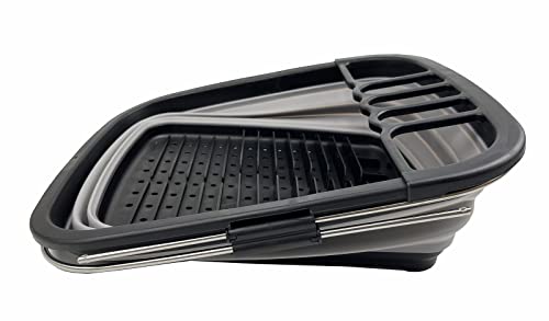 SAMMART 8L (2.11Gallons) Expandable Collapsible Dish Drainer - Foldable Drying Rack - Portable Dinnerware Organizer - Space Saving Kitchen Storage Tray