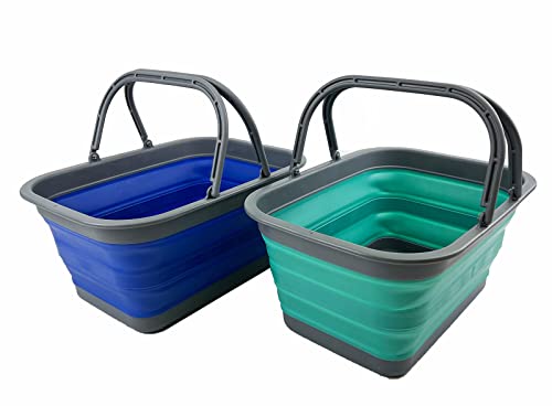 SAMMART SAMMART 12L (3.17Gallon) Collapsible Tub with Handle - Portable Outdoor Picnic Basket/Crater - Foldable Shopping Bag - Space Saving Storage Container