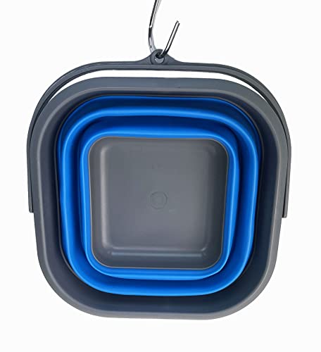 SAMMART 5.5L (1.4 Gallon) Collapsible Square Handy Bucket/Foldable SquareWater Pail/Portable Tub with Handle.