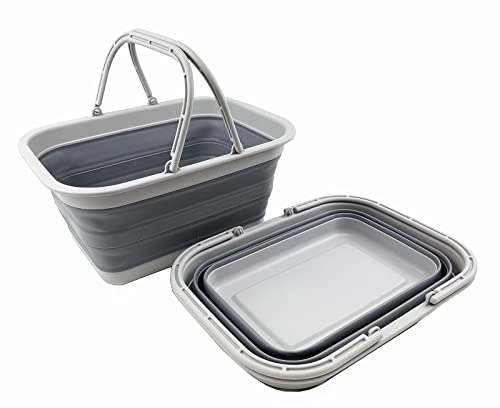 SAMMART SAMMART 12L (3.17Gallon) Collapsible Tub with Handle - Portable Outdoor Picnic Basket/Crater - Foldable Shopping Bag - Space Saving Storage Container