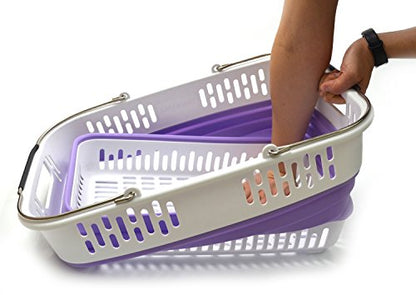 SAMMART Collapsible Plastic Laundry Basket - Foldable Pop Up Storage Container/Organizer - Portable Washing Tub - Space Saving Hamper/Basket