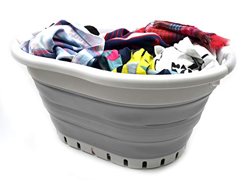 SAMMART 36L (9.5 gallons) Collapsible Plastic 3 Handled Laundry Basket-Foldable Laundry Hamper-Storage Container/Organizer-Pop Up Saving