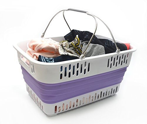 SAMMART Collapsible Plastic Laundry Basket - Foldable Pop Up Storage Container/Organizer - Portable Washing Tub - Space Saving Hamper/Basket