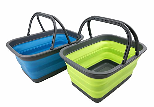SAMMART SAMMART 12L (3.17Gallon) Collapsible Tub with Handle - Portable Outdoor Picnic Basket/Crater - Foldable Shopping Bag - Space Saving Storage Container