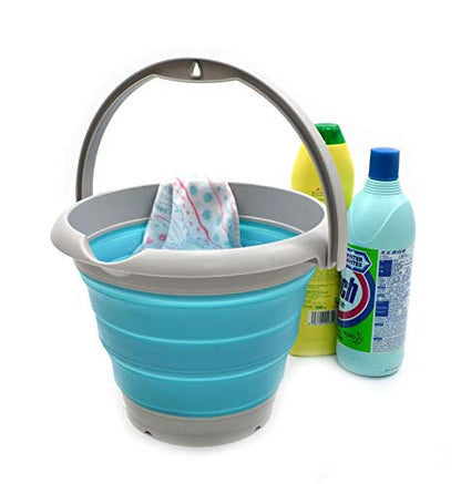 SAMMART 5L (1.32Gallon) Collapsible Fishing Bucke - Foldable Round Tub - Portable Plastic Water Pail - Space Saving Outdoor Waterpot