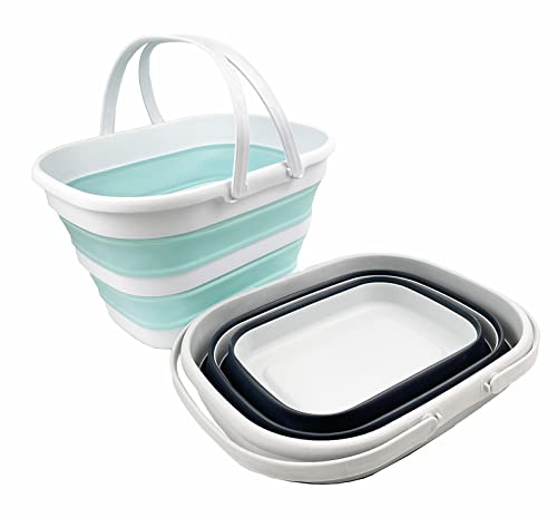SAMMART 17L (4.5 Gallon) Collapsible Basket with Handle - Portable Outdoor Picnic Basket/Crater - Foldable Shopping Bag - Space Saving Storage Container