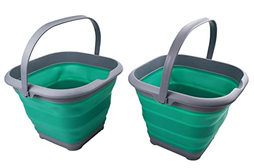 SAMMART 8.5L (2.2 gallons) Collapsible Plastic Square Bucket - Foldable Tub with Handle - Portable Fishing Bucket - Space Saving Easy Storage