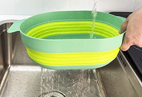 SAMMART 3L (0.8 gallon) Over The Sink Oval Colander - Foldable Colander - Collapsible Kitchen Colander - Space Saving