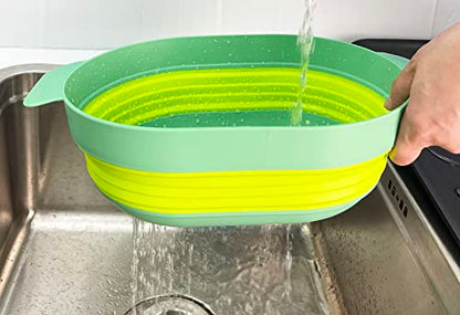 SAMMART 3L (0.8 gallon) Over The Sink Oval Colander - Foldable Colander - Collapsible Kitchen Colander - Space Saving