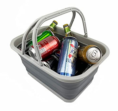 SAMMART SAMMART 12L (3.17Gallon) Collapsible Tub with Handle - Portable Outdoor Picnic Basket/Crater - Foldable Shopping Bag - Space Saving Storage Container