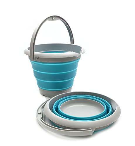 SAMMART 5L (1.32Gallon) Collapsible Fishing Bucke - Foldable Round Tub - Portable Plastic Water Pail - Space Saving Outdoor Waterpot
