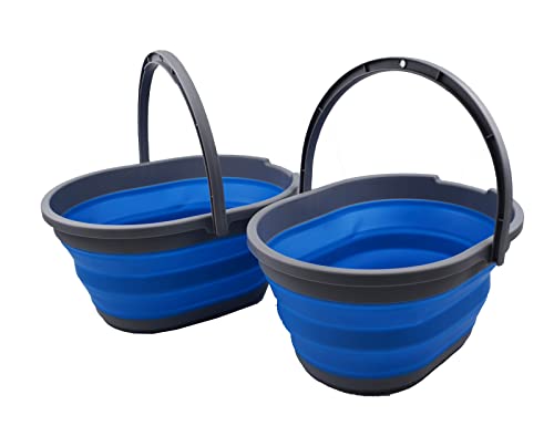 SAMMART 11L (2.9 Gallon) Collapsible Basket with Handle - Portable Outdoor Picnic Basket/Crater - Foldable Shopping Bag - Space Saving Storage Container