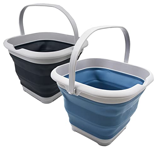 SAMMART 8.5L (2.2 Gallon) Collapsible Square Handy Bucket/Foldable SquareWater Pail/Portable Tub with Handle/Space Saving. Size 31x31cm