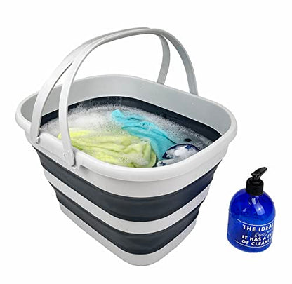 SAMMART 17L (4.5 Gallon) Collapsible Basket with Handle - Portable Outdoor Picnic Basket/Crater - Foldable Shopping Bag - Space Saving Storage Container
