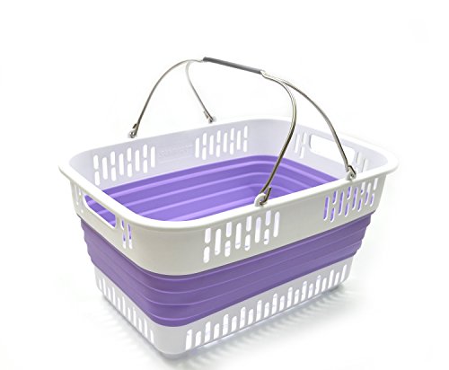 SAMMART Collapsible Plastic Laundry Basket - Foldable Pop Up Storage Container/Organizer - Portable Washing Tub - Space Saving Hamper/Basket