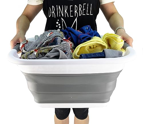 SAMMART 25L (6.6 gallons) Collapsible Plastic Laundry Basket/Washing Tub - Portable Storage Container/Organizer - Portable Laundry Hamper - Pop Up Saving
