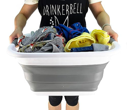 SAMMART 25L (6.6 gallons) Collapsible Plastic Laundry Basket/Washing Tub - Portable Storage Container/Organizer - Portable Laundry Hamper - Pop Up Saving